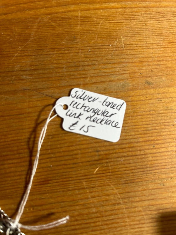 Silver-Toned Rectangular Link Necklace