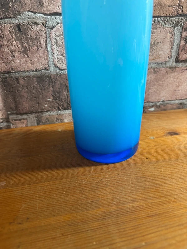 Vintage Swedish Blue Glass Bottle Vase