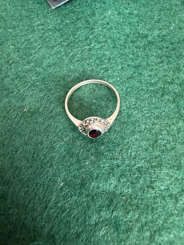 Sterling Silver Gem Ring - Size M