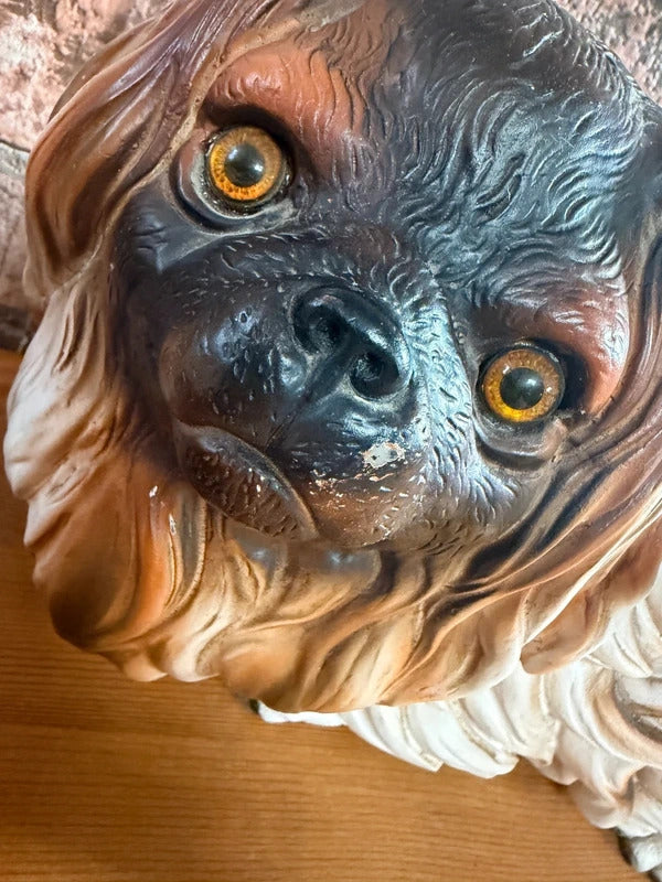 Large Vintage Pekinese Dog Resin Heavy Statue
