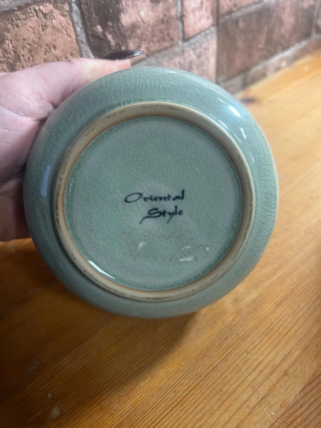 Oriental Style Vintage Ceramic Crackle Glaze Ashtray