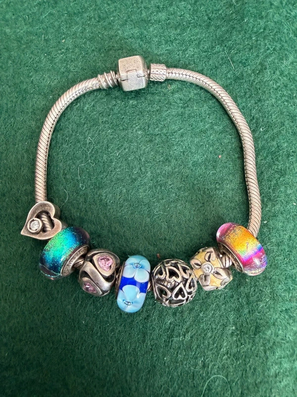 Chamilia Sterling Silver Charm Bracelet with 7 Charms