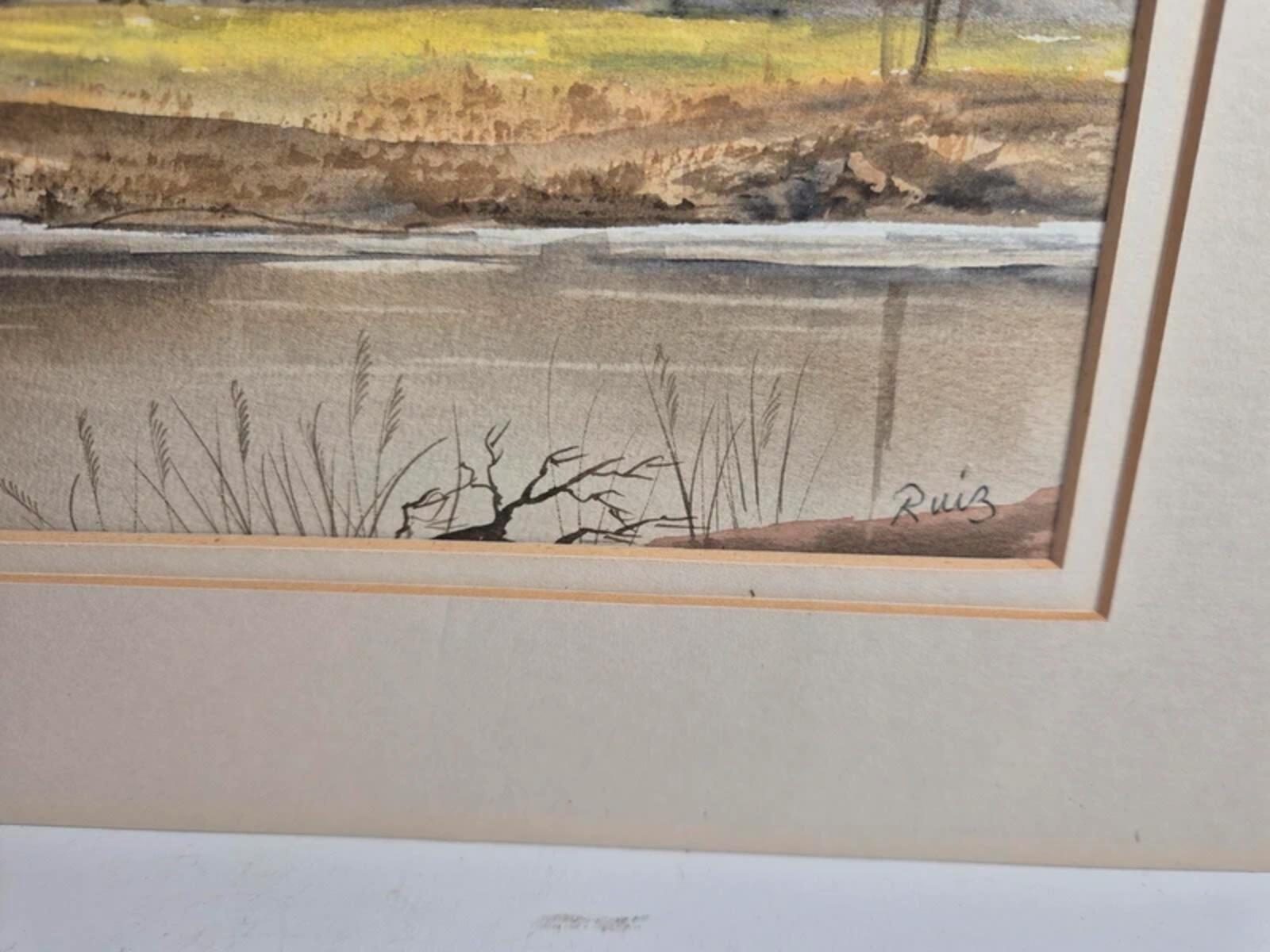 Landscape watercolour signed by Ruiz - unframed but mounted