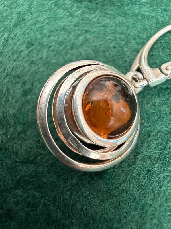 Sterling Silver and Amber Earrings