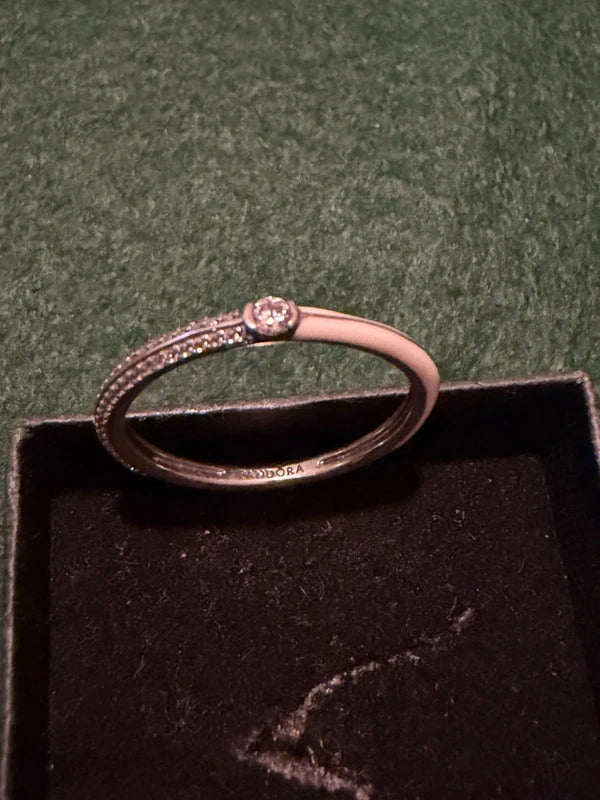 Pandora Silver 925 Pave and White Ring - Size T