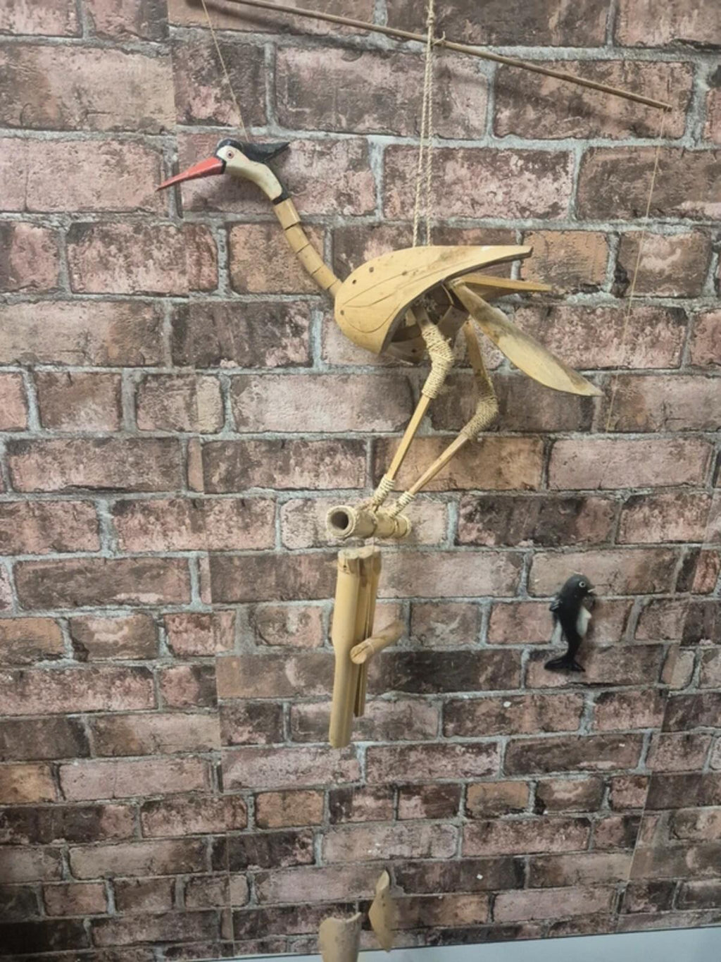 Vintage stork - bamboo wind chime