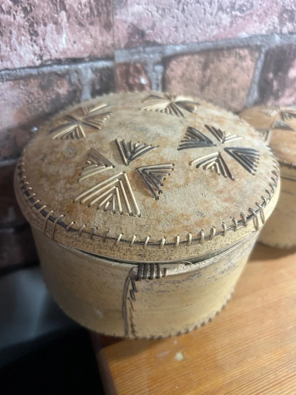 Set of Three Russian Hand Carved Birch Bark Boxes