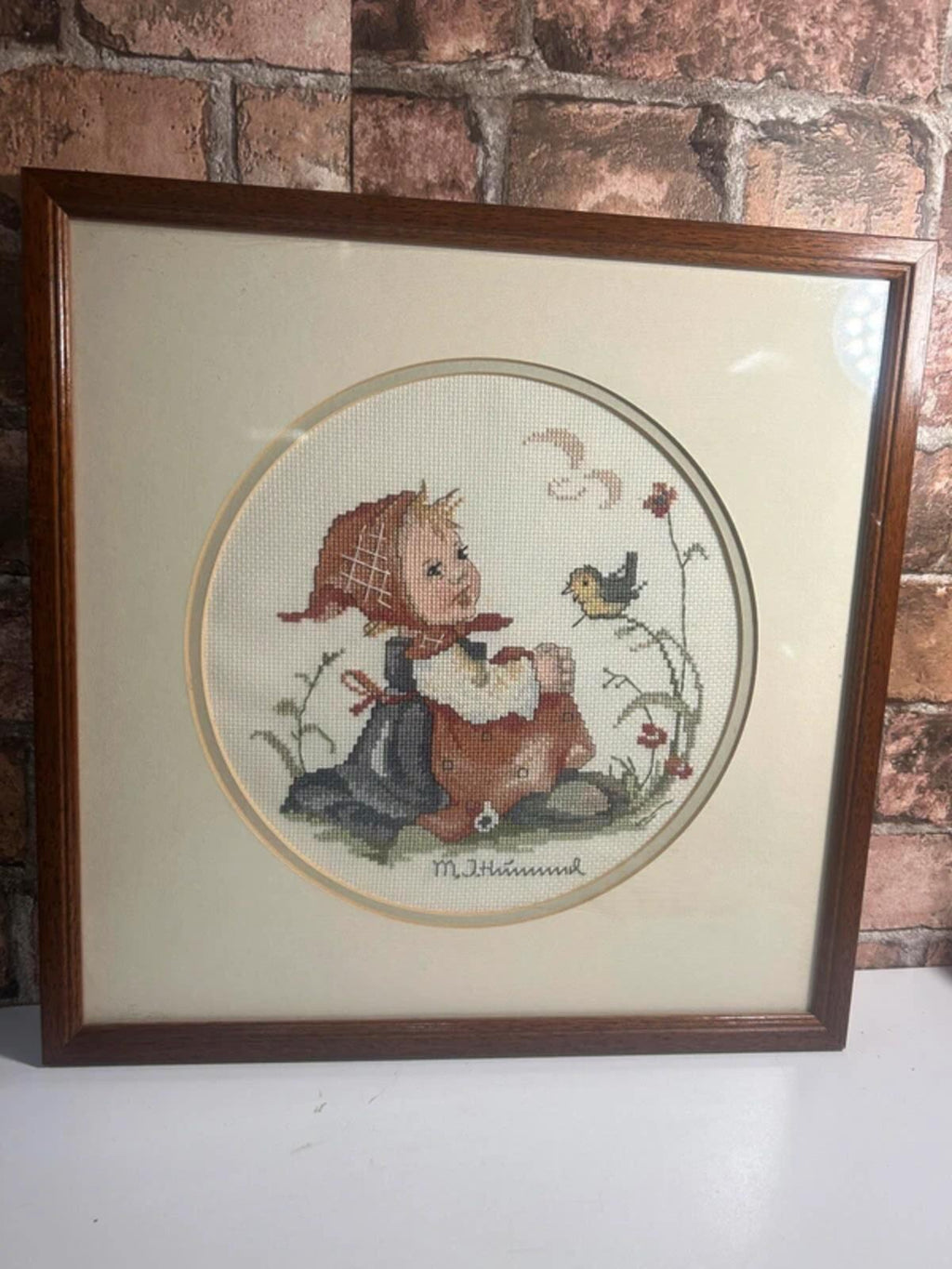 M.J Hummel Vintage Framed Crosstitch
