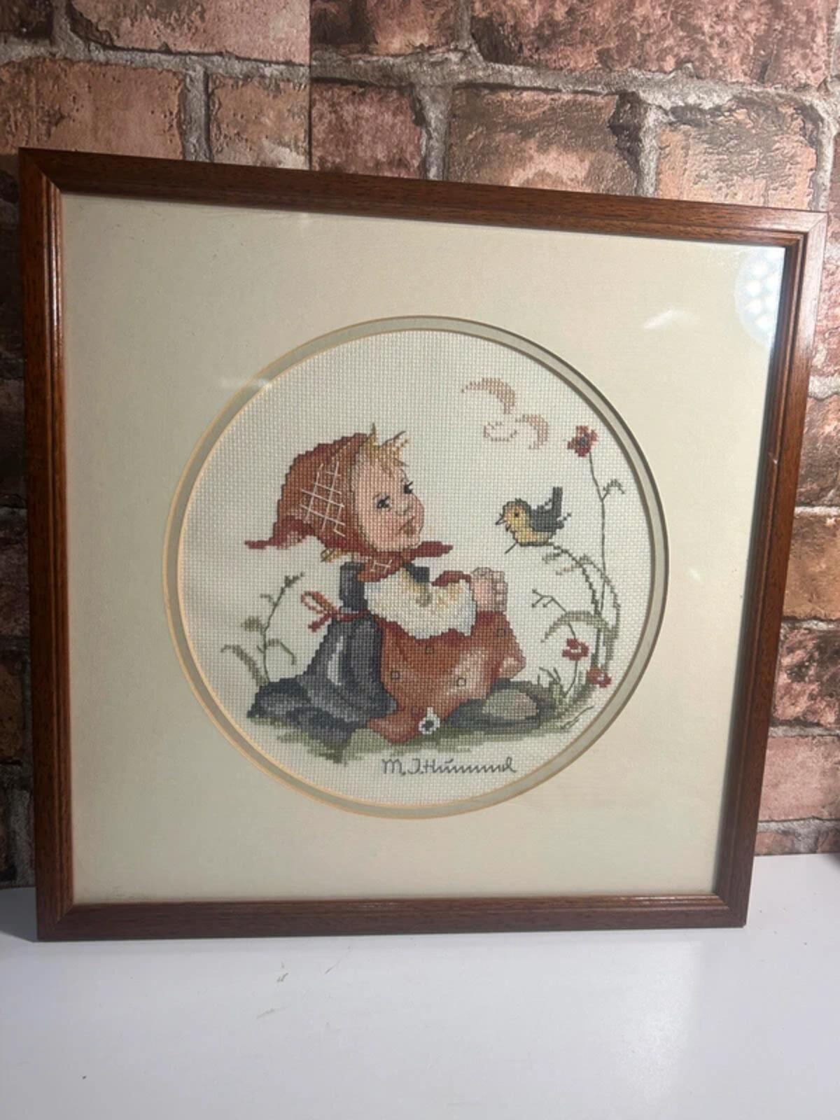 M.J Hummel Vintage Framed Crosstitch