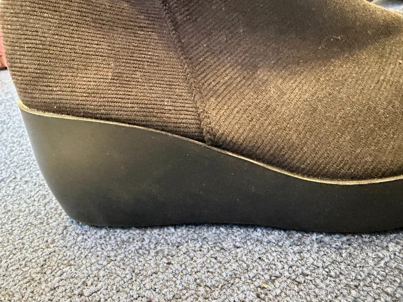 Black Wedge Boots - Size 6 UK