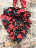 Love Heart Red and Black Gothic Fabric Wreath