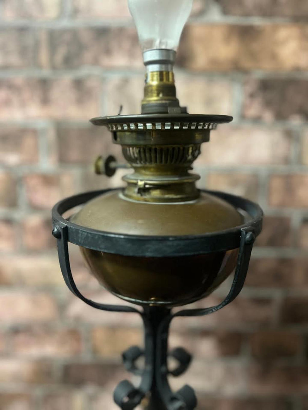 Antique Arts & Crafts Cast Iron and Brass Standing Lamp