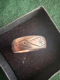 Vintage Sterling Silver Etched Band Ring - Size Q - 5.7g