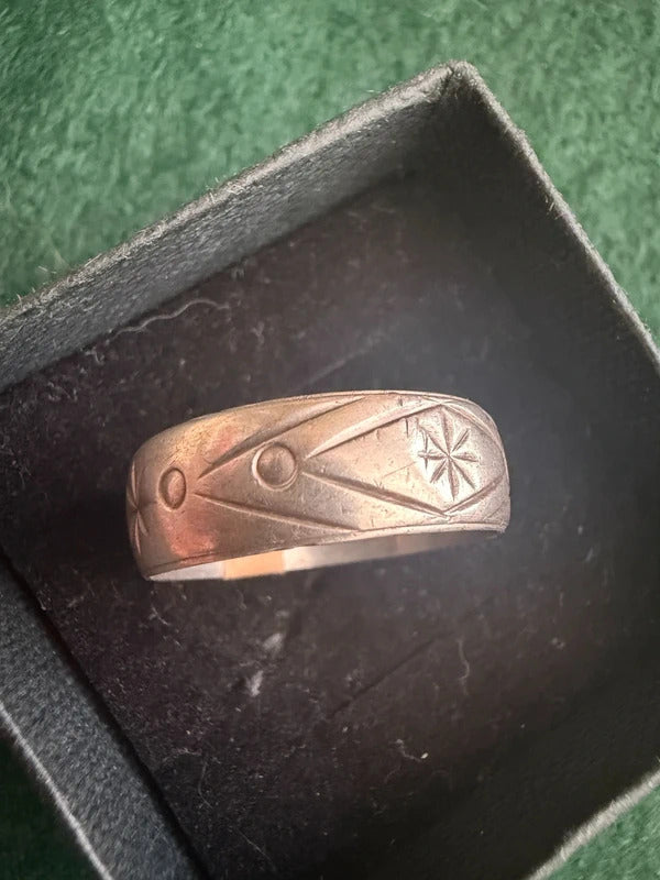 Vintage Sterling Silver Etched Band Ring - Size Q - 5.7g