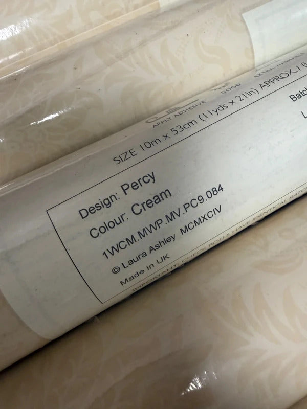 Laura Ashley Cream "Percy" Wallpaper Rolls x 6