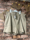 Primark Beige Faux Leather Shorts - Size 16
