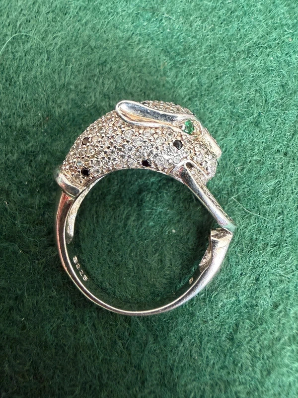 Sterling Silver Panther Hallmarked Ring - Size O