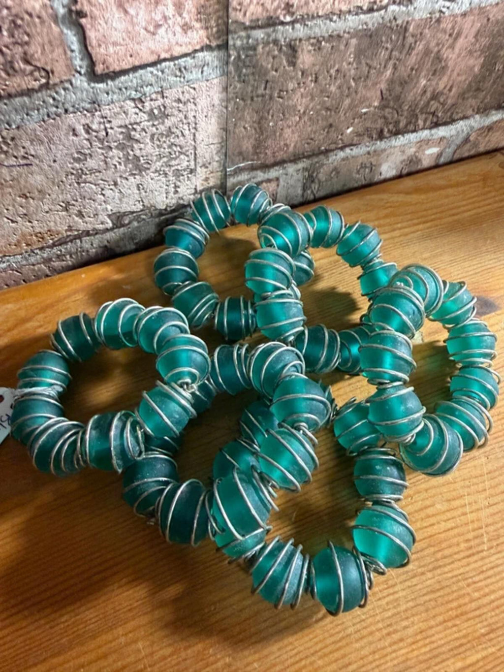 Blue/Green Stone Napkin Rings x 6