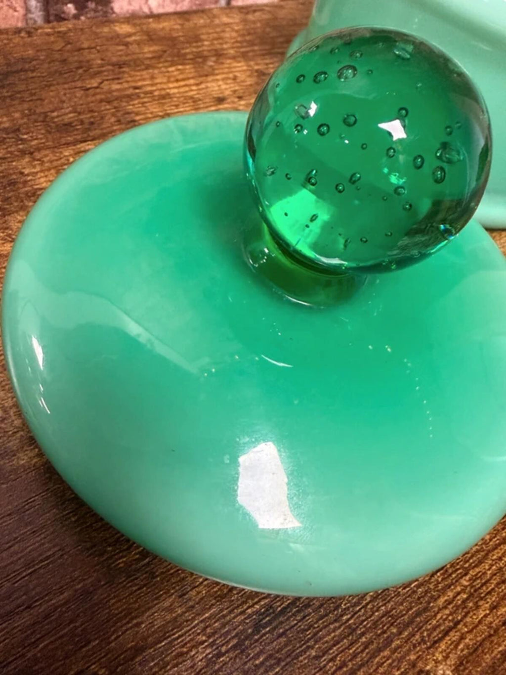 Carlo Moretti Vintage Green Glass Bullicante Lidded Jar