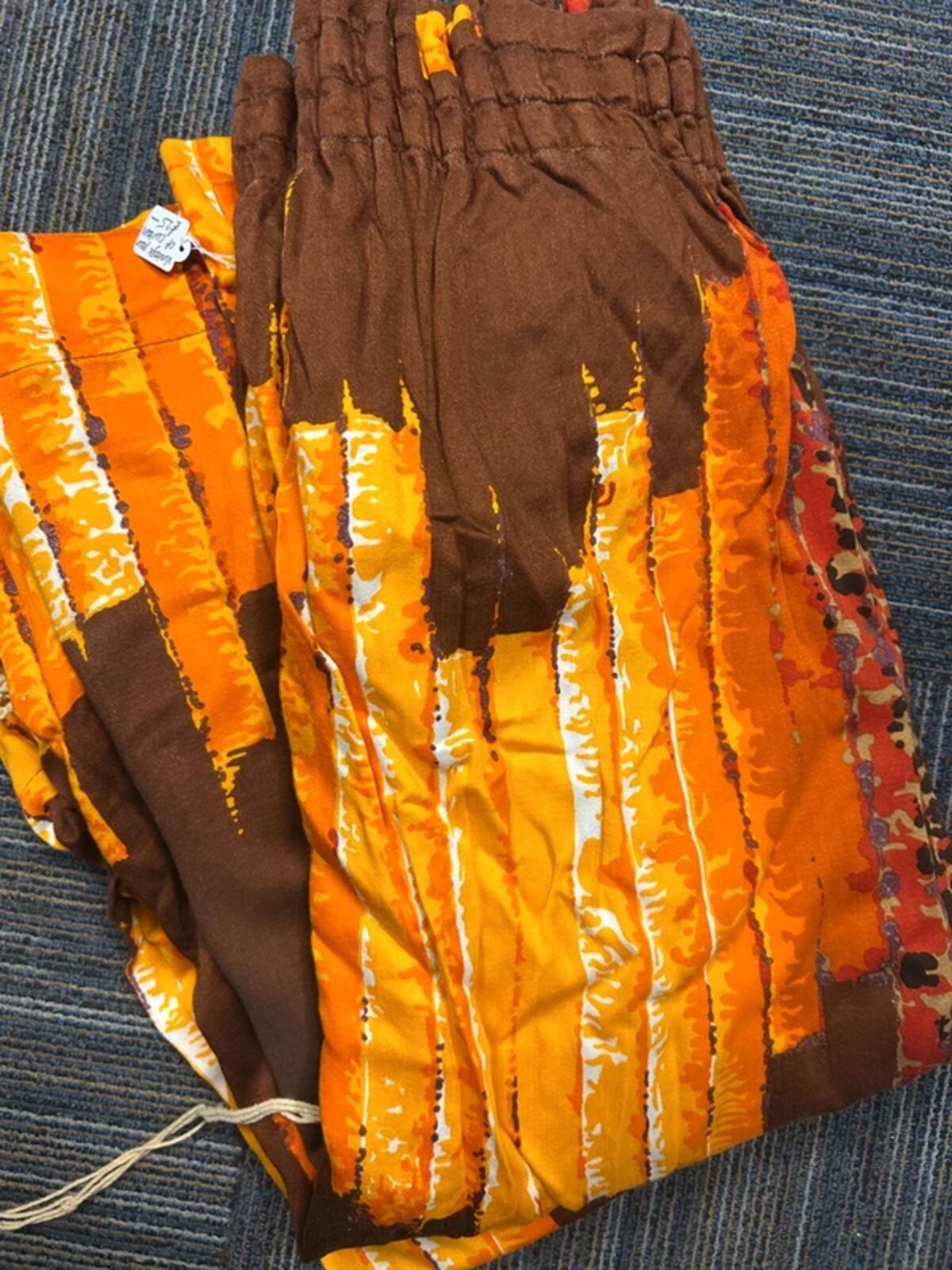 Vintage 1960's Pair of Brown/Orange Curtains
